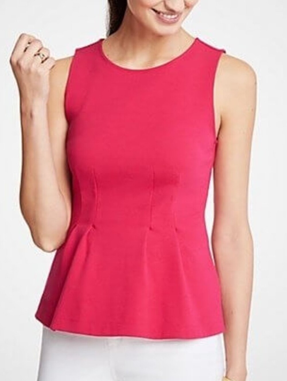 NWT Ann Taylor Women's Sleeveless Peplum Blouse Red/Pink Size S